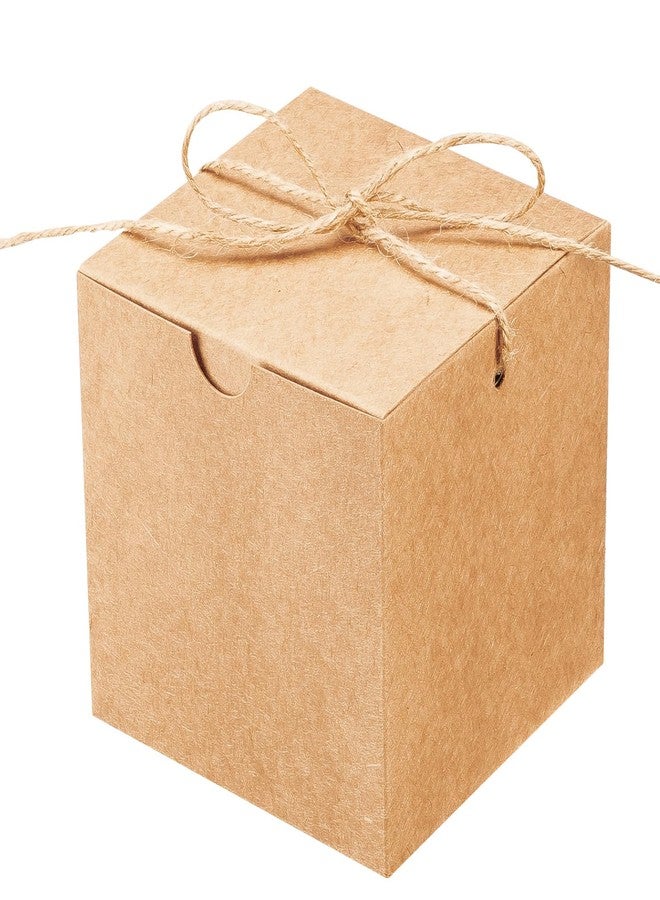 UnicoPak 10 Pack 4x4x4 Brown Small Gift Boxes, Kraft Square Gift Boxes with Lids for Presents Bulk for Candle Ornament Mug Treat Favors - Image 1